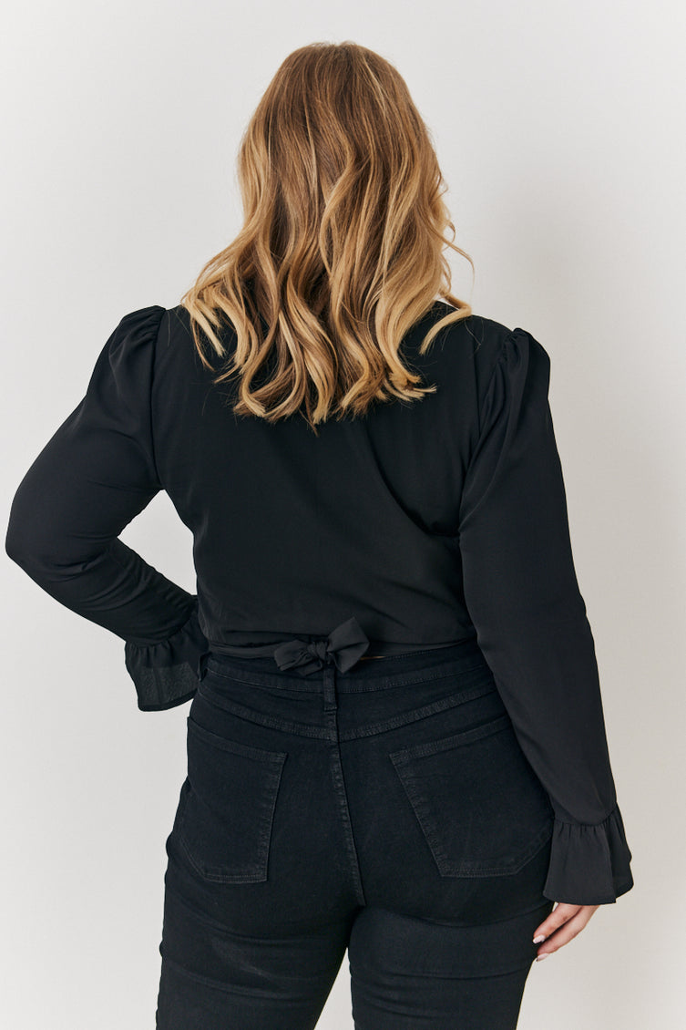 And The Why Plaid Patterned and Ruffled Wrap Blouse Top main image 0