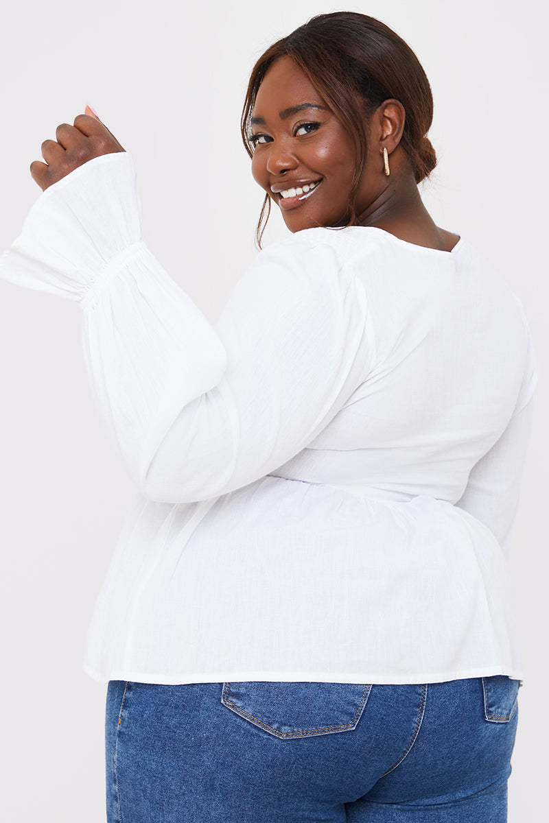 Shirred Square Neck Blouse