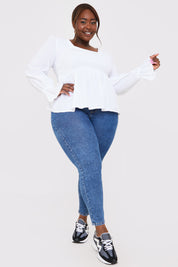 Shirred Square Neck Blouse