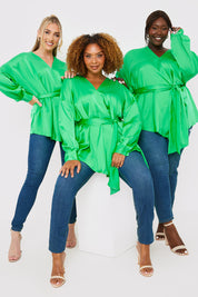 Satin Tie Waist Shirt