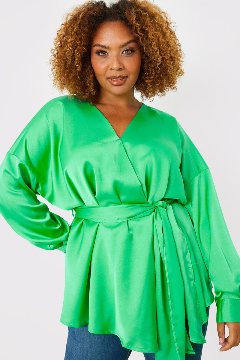 Satin Tie Waist Shirt