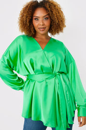 Satin Tie Waist Shirt