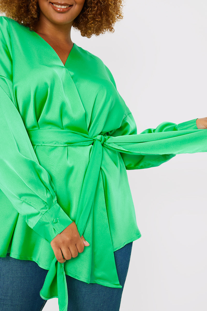 Satin Tie Waist Shirt