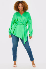 Satin Tie Waist Shirt