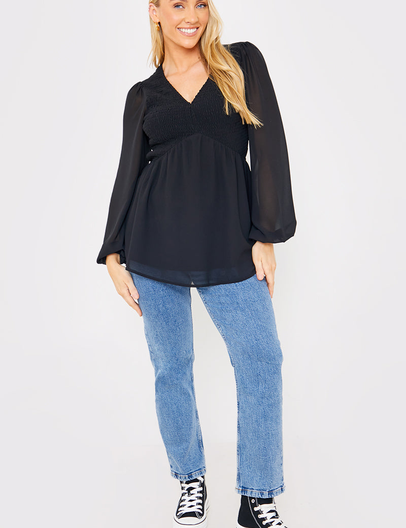 Shirred Bust Smock Top