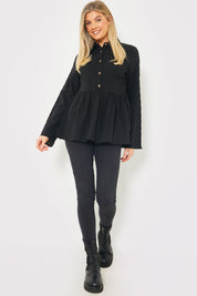 Blouson Sleeve Button Front Blouse 