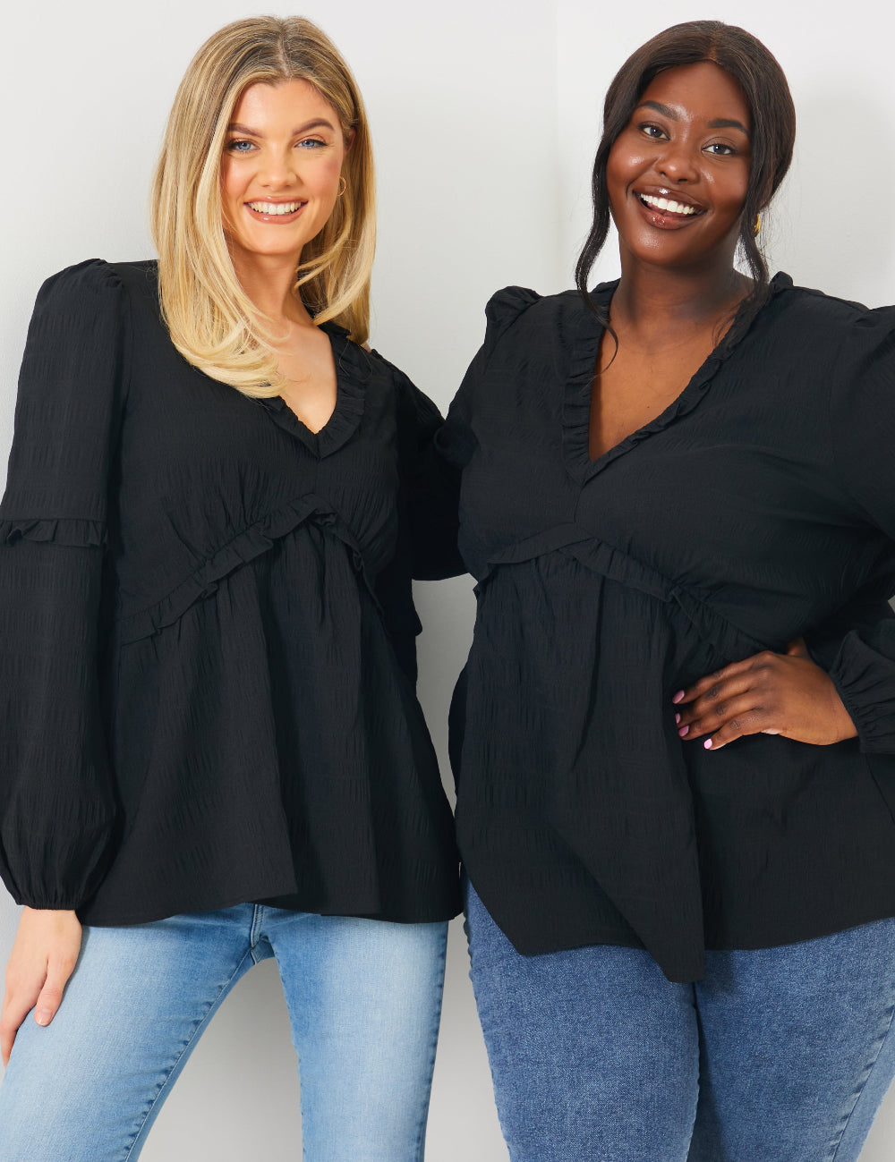 V Neck Frill Detail Blouse 