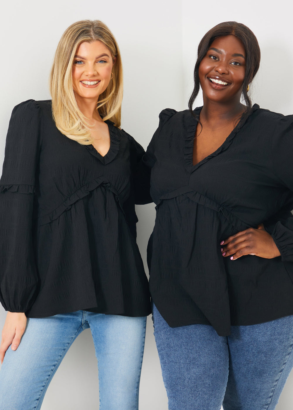 V Neck Frill Detail Blouse 