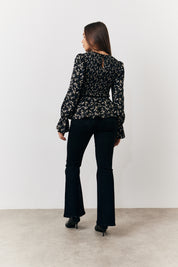 Floral Belted Shirred Bust Blouse