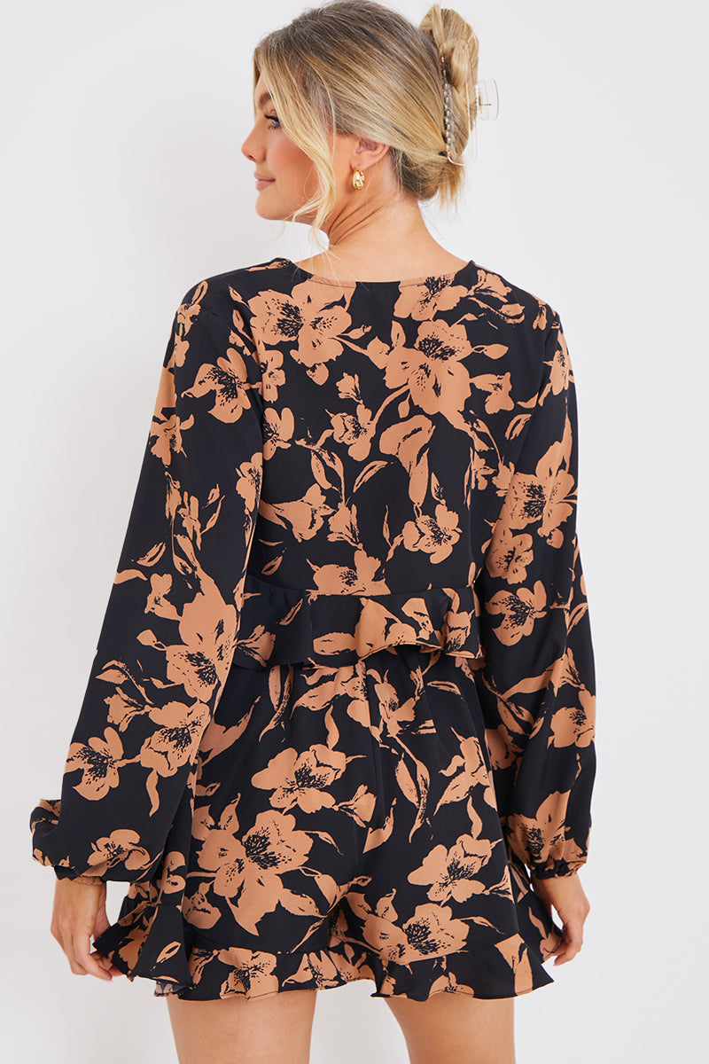 Long Sleeve Frill Tie Crop Blouse