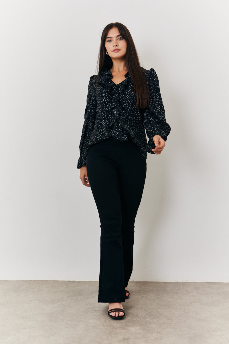 Frill Polka Dot Blouse