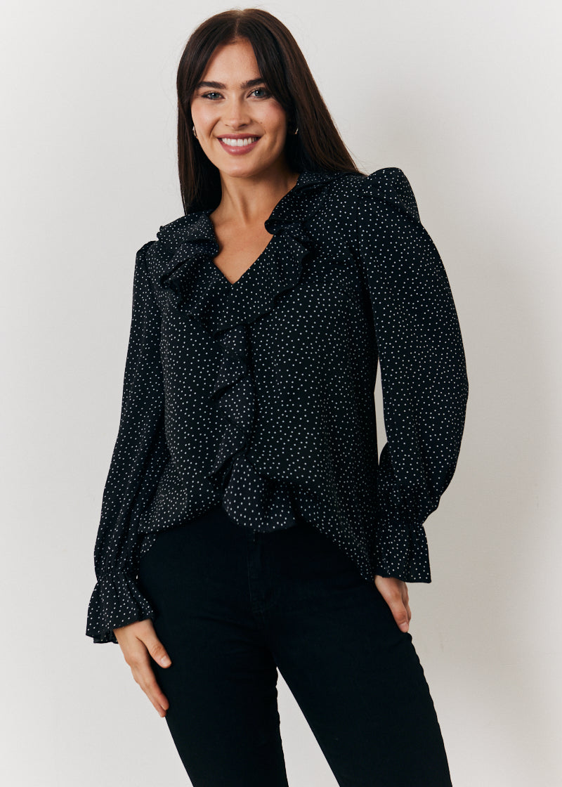 Frill Polka Dot Blouse