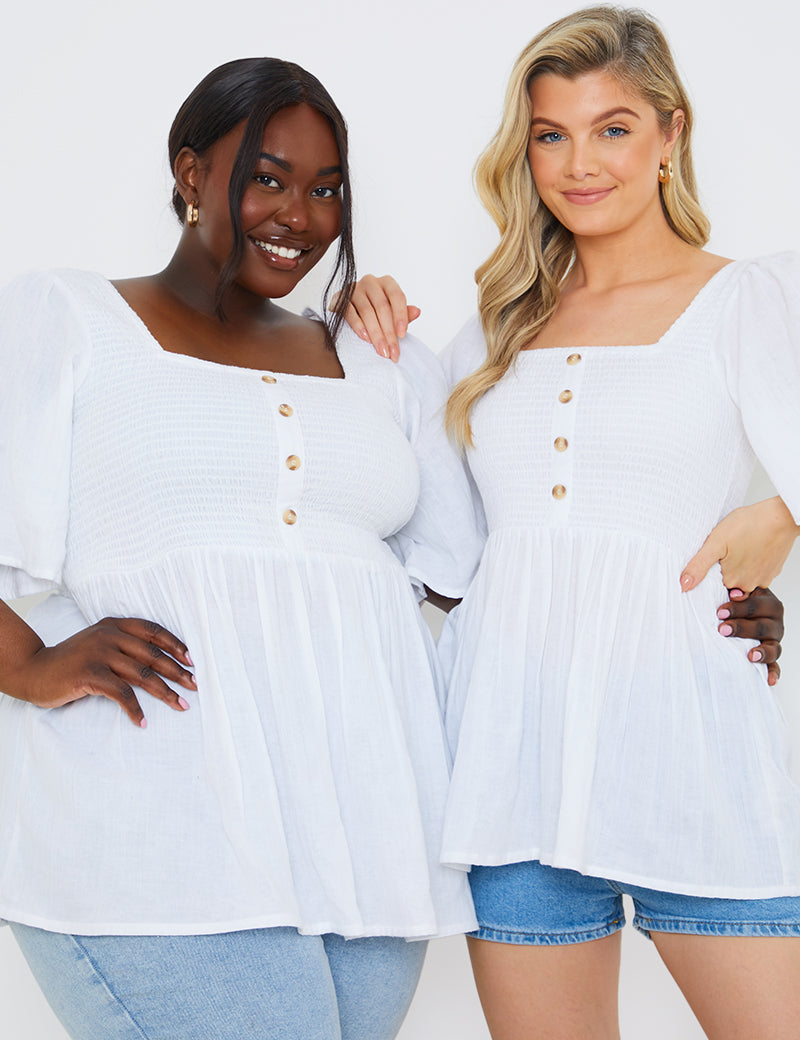 Button Front Shirbust Top