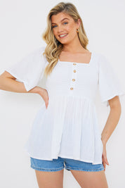 Button Front Shirbust Top