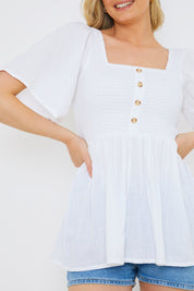 Button Front Shirbust Top