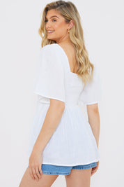 Button Front Shirbust Top