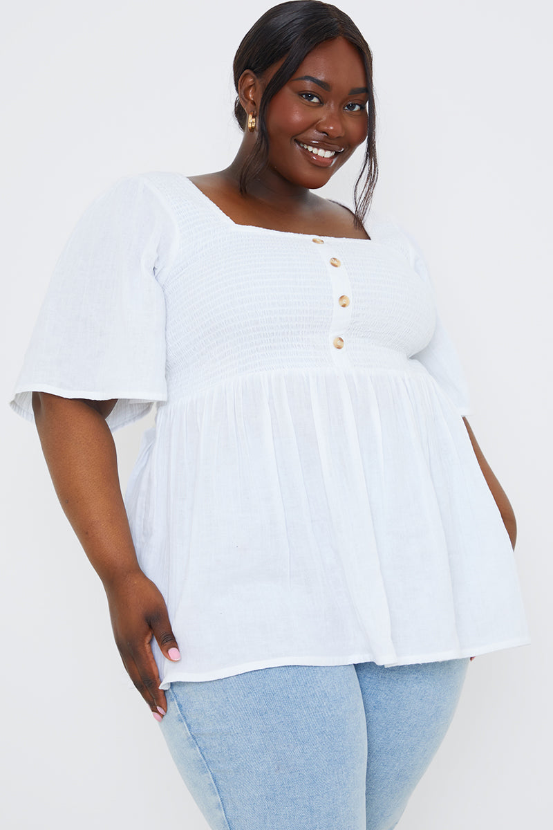 Button Front Shirbust Top