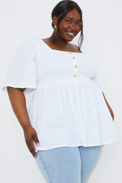 Button Front Shirbust Top