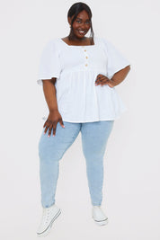 Button Front Shirbust Top