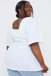 Button Front Shirbust Top