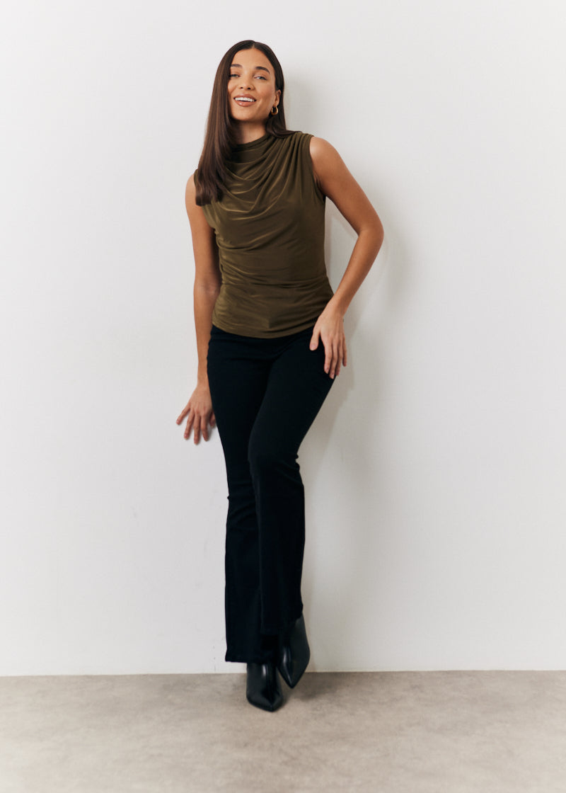 Slinky Cowl Front Sleeveless Top