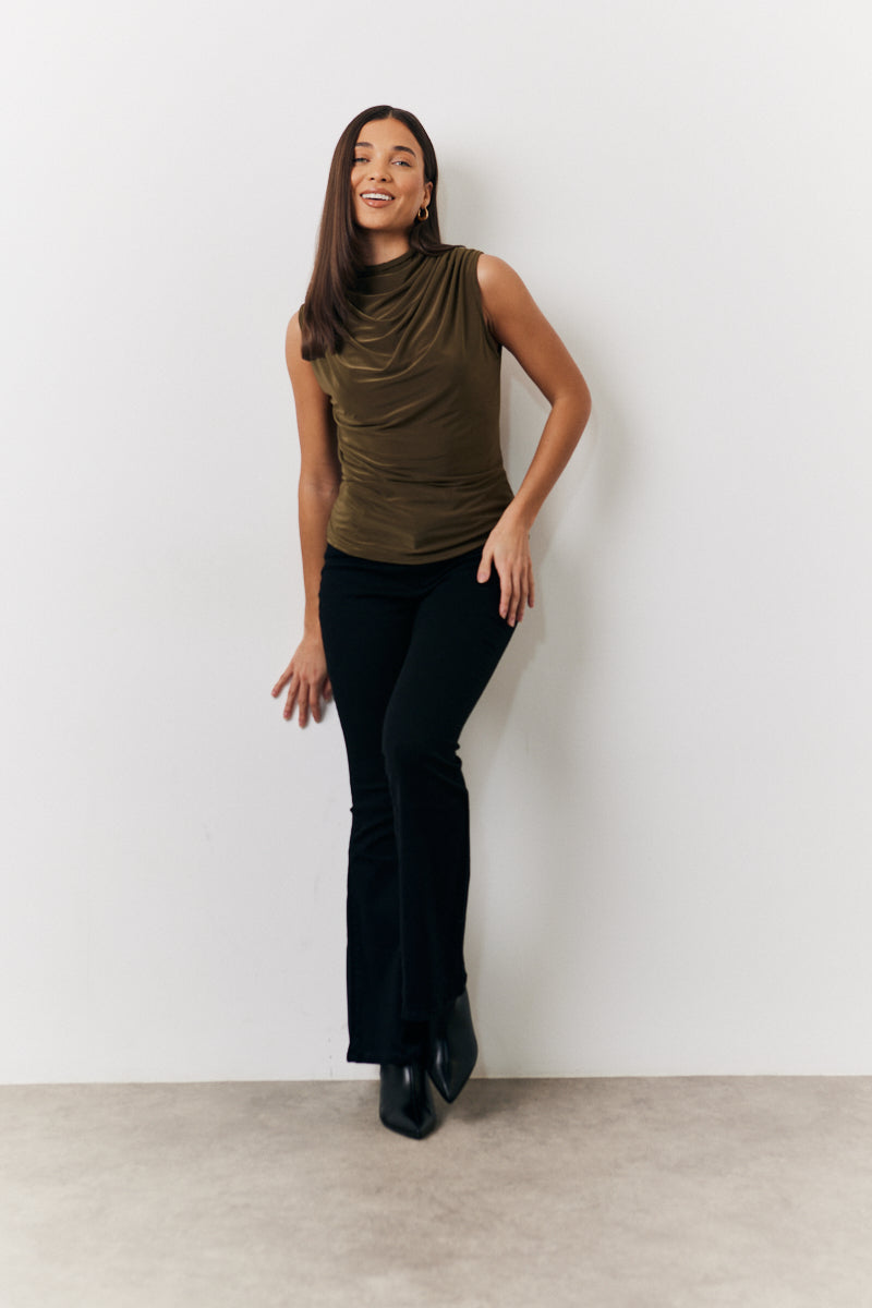 Slinky Cowl Front Sleeveless Top