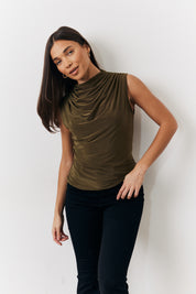 Slinky Cowl Front Sleeveless Top