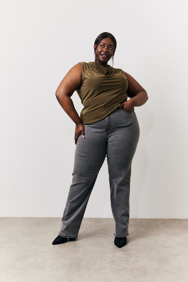 Slinky Cowl Front Sleeveless Top