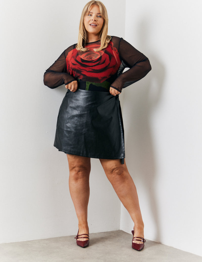Wrap Pu Mini Skirt