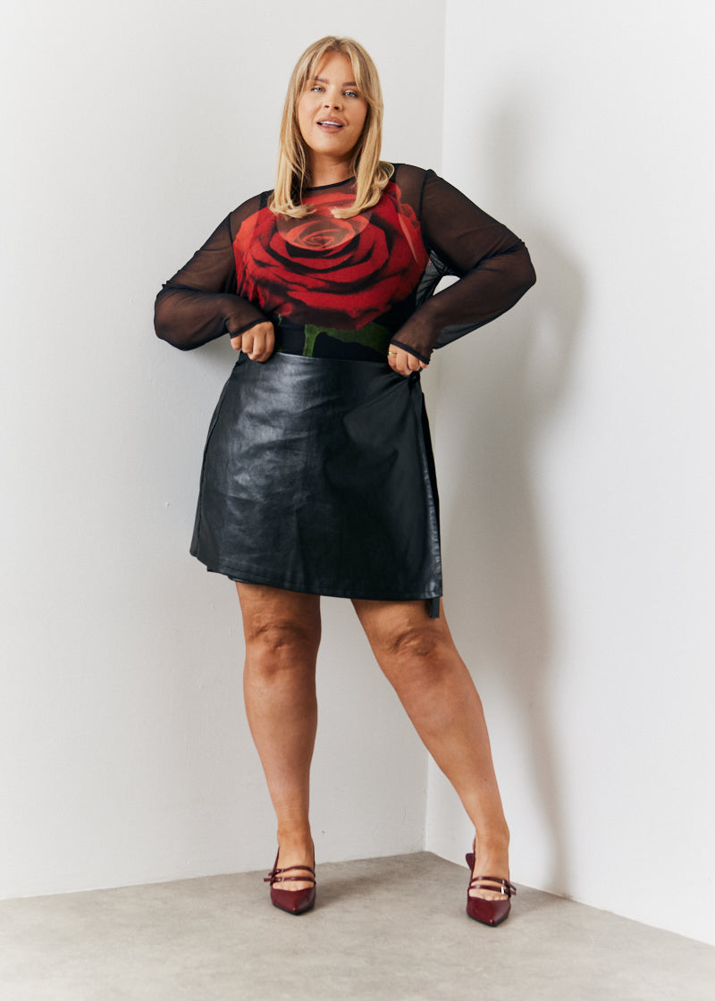Wrap Pu Mini Skirt