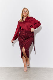 Sequin Wrap Midi Skirt