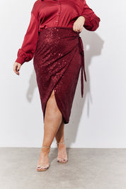 Sequin Wrap Midi Skirt