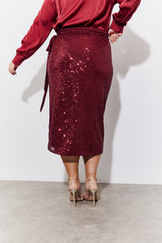 Sequin Wrap Midi Skirt