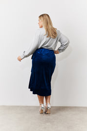 Velvet Wrap Midi Skirt