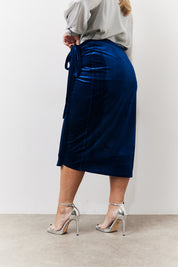 Velvet Wrap Midi Skirt