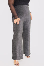 Silver Sparkle Jersey Wide Leg Trousers