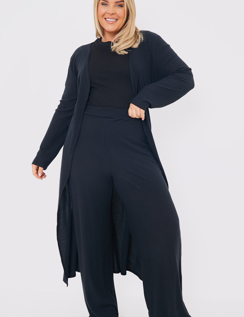 Rib Wide Leg Trousers