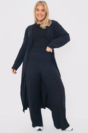 Rib Wide Leg Trousers