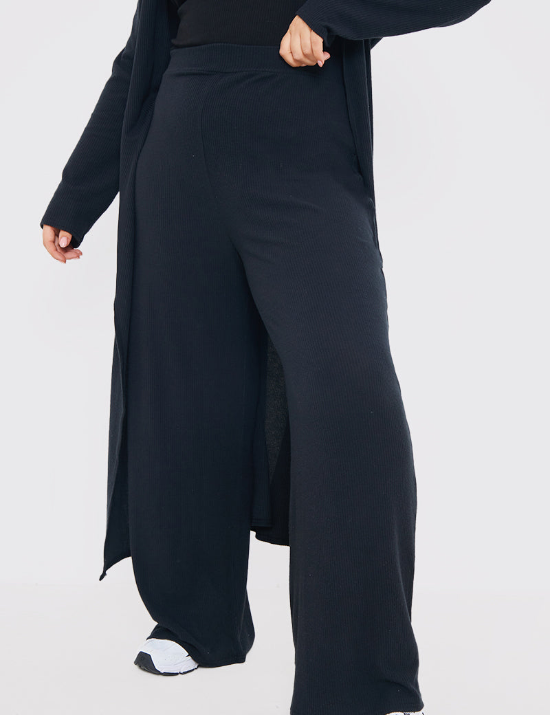 Rib Wide Leg Trousers