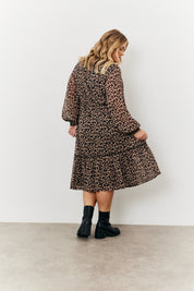 Leopard Chiffon Shirt Maxi Dress