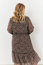 Leopard Chiffon Shirt Maxi Dress