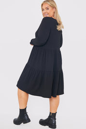 V neck Textured Smock Dress 
