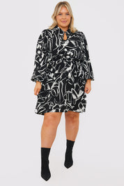 Teardrop Collar Mini Dress with Belt