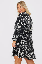 Teardrop Collar Mini Dress with Belt