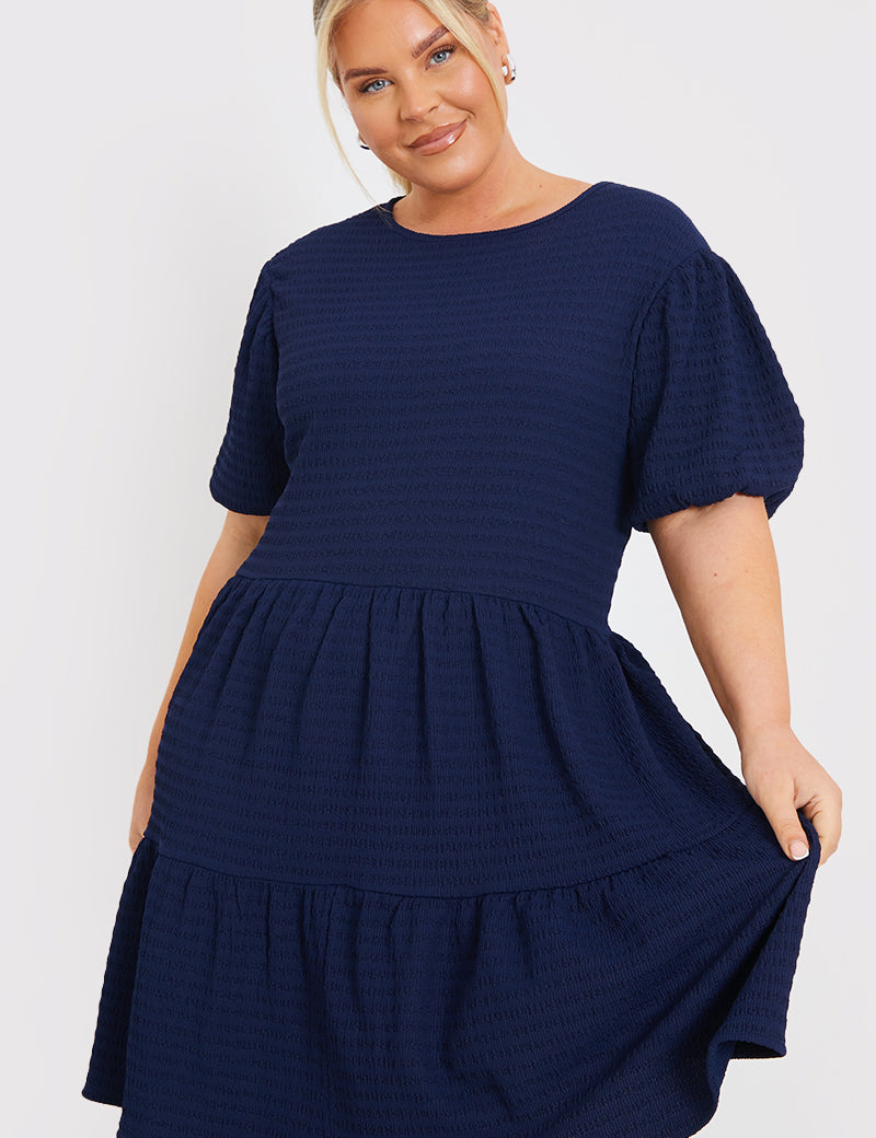 Textured Seersucker Smock Dress 
