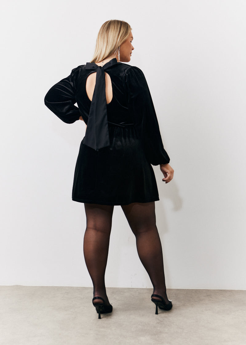 Bow Back Velvet Mini Dress