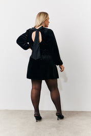 Bow Back Velvet Mini Dress