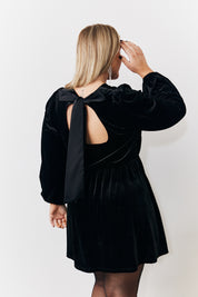 Bow Back Velvet Mini Dress