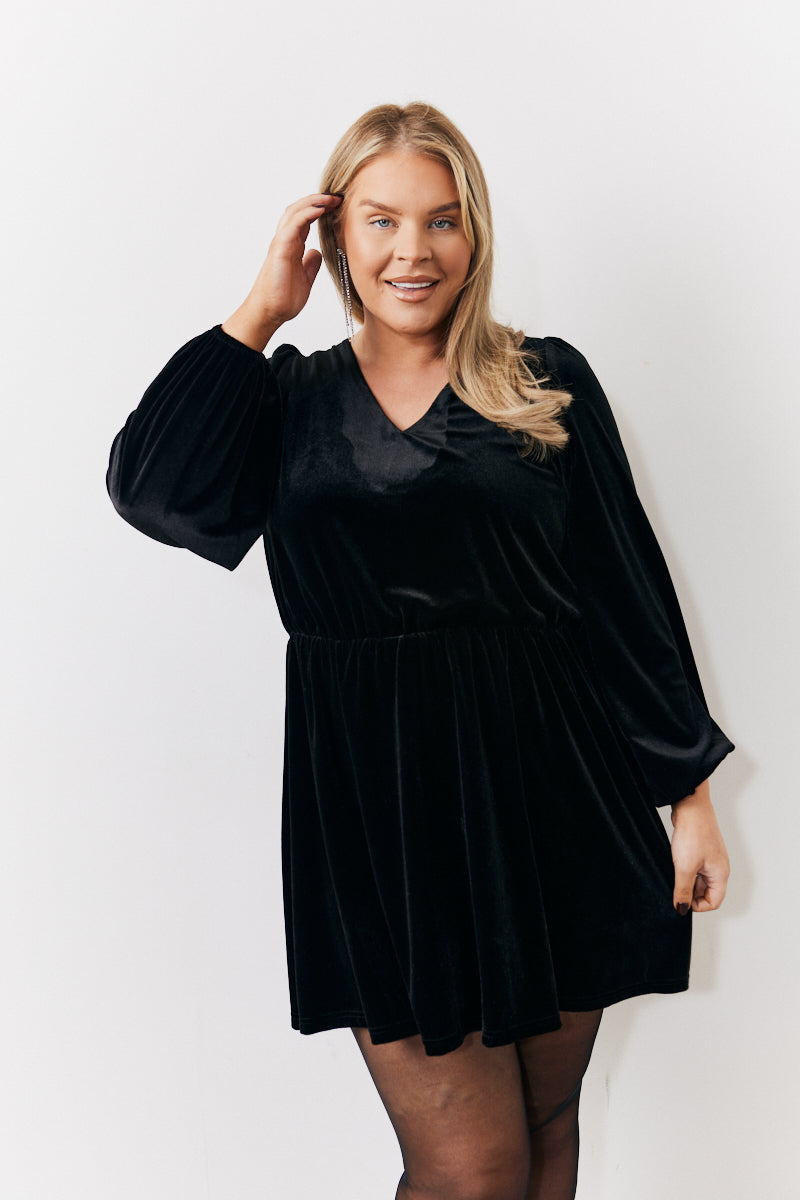 Bow Back Velvet Mini Dress