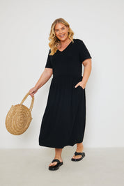 Jersey Midi Dress with Split